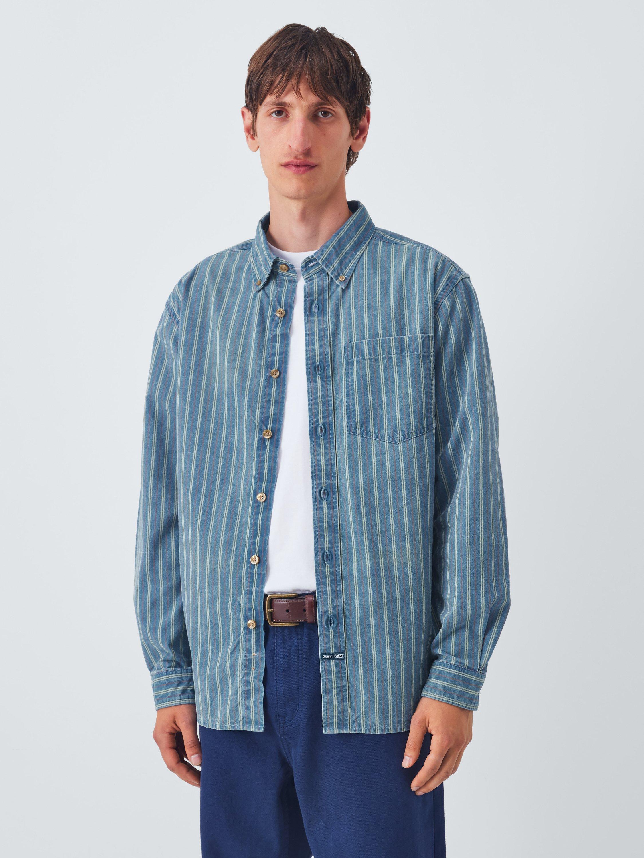 Product image 1 of 6, which shows Dubbleware Vintage Long Sleeve Shirt, Denim Stripe, L