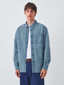 Dubbleware Vintage Long Sleeve Shirt, Denim Stripe, Denim Stripe