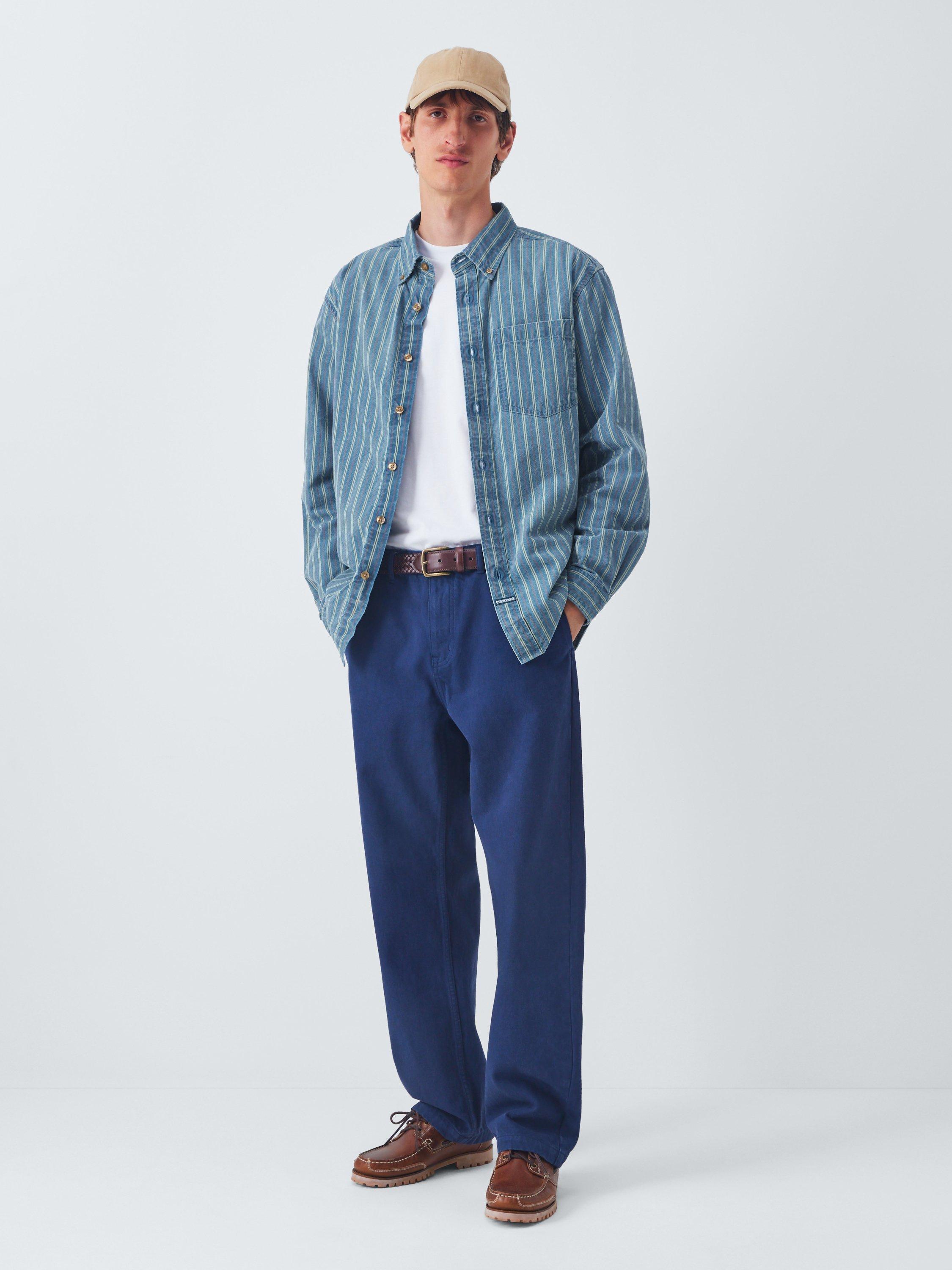 Product image 3 of 6, which shows Dubbleware Vintage Long Sleeve Shirt, Denim Stripe, L
