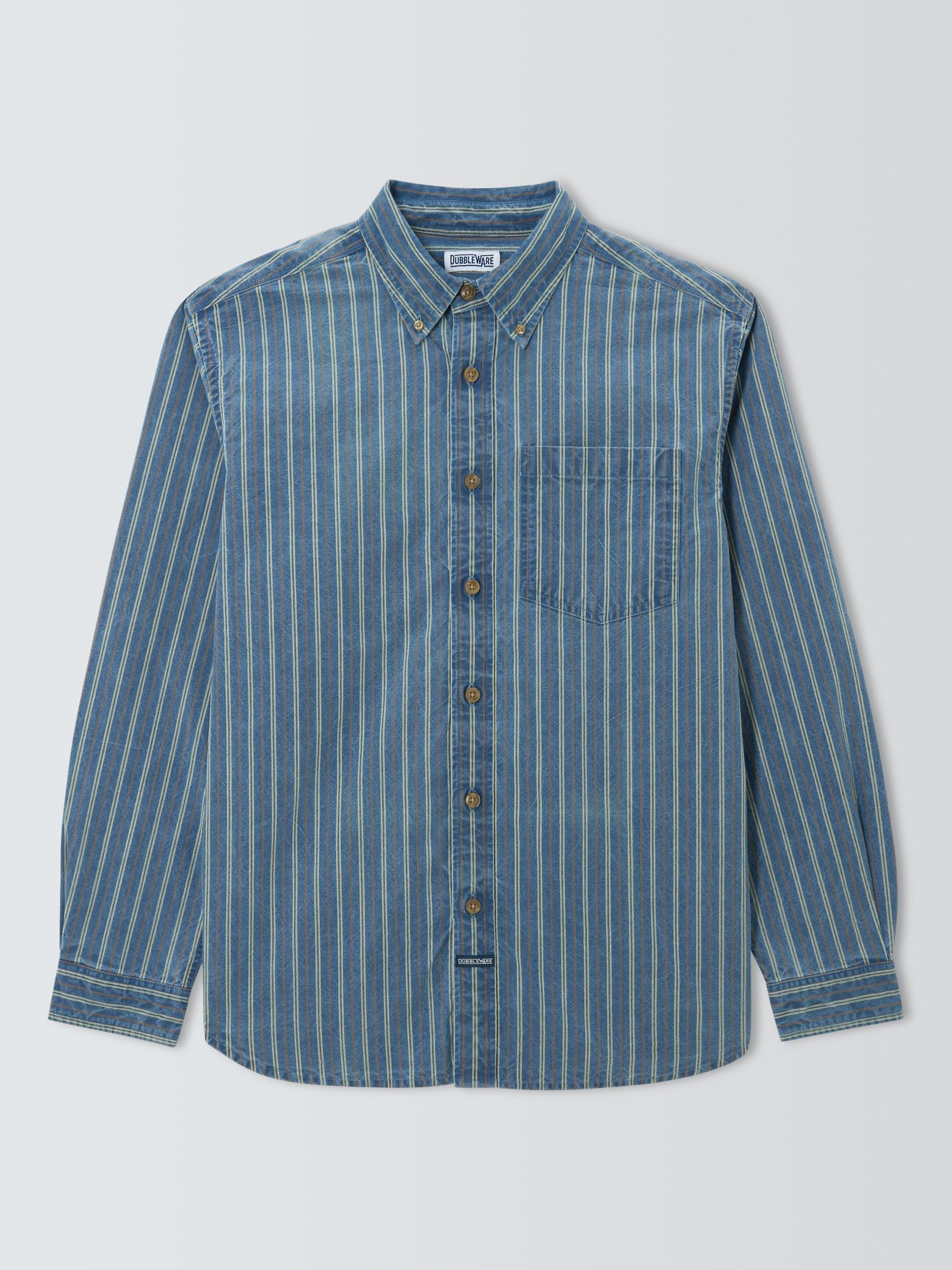 Product image 4 of 6, which shows Dubbleware Vintage Long Sleeve Shirt, Denim Stripe, L