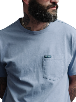 Dubbleware Cotton Regular Fit Short Sleeve Pocket T-Shirt, Soft Blue, Soft Blue