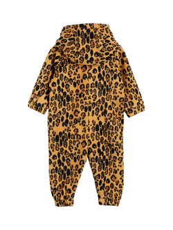 Mini Rodini Kids' Fleece Zipped Onesie, Leopard Print - view 2, Leopard Print