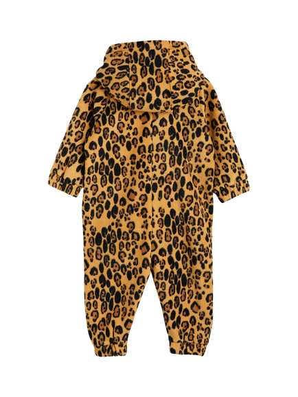 Mini Rodini Kids' Fleece Zipped Onesie, Leopard Print - view 2, Leopard Print