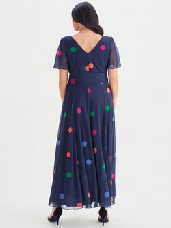 Scarlett & Jo Isabelle Float Sleeve Maxi Dress, Navy Polka - view 2, Navy Polka
