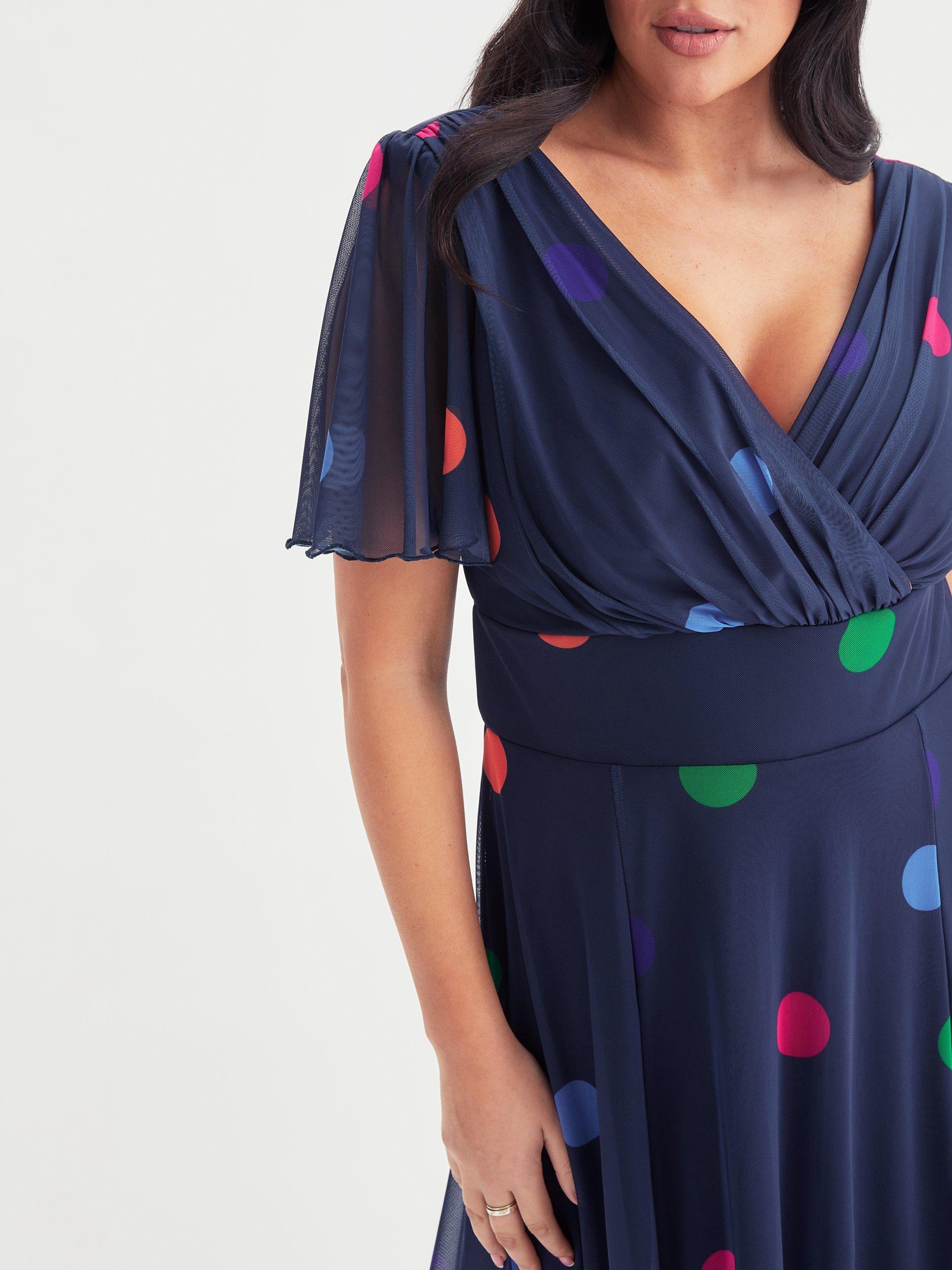 Product image 4 of 4, which shows Scarlett & Jo Isabelle Float Sleeve Maxi Dress, Navy Polka, 12
