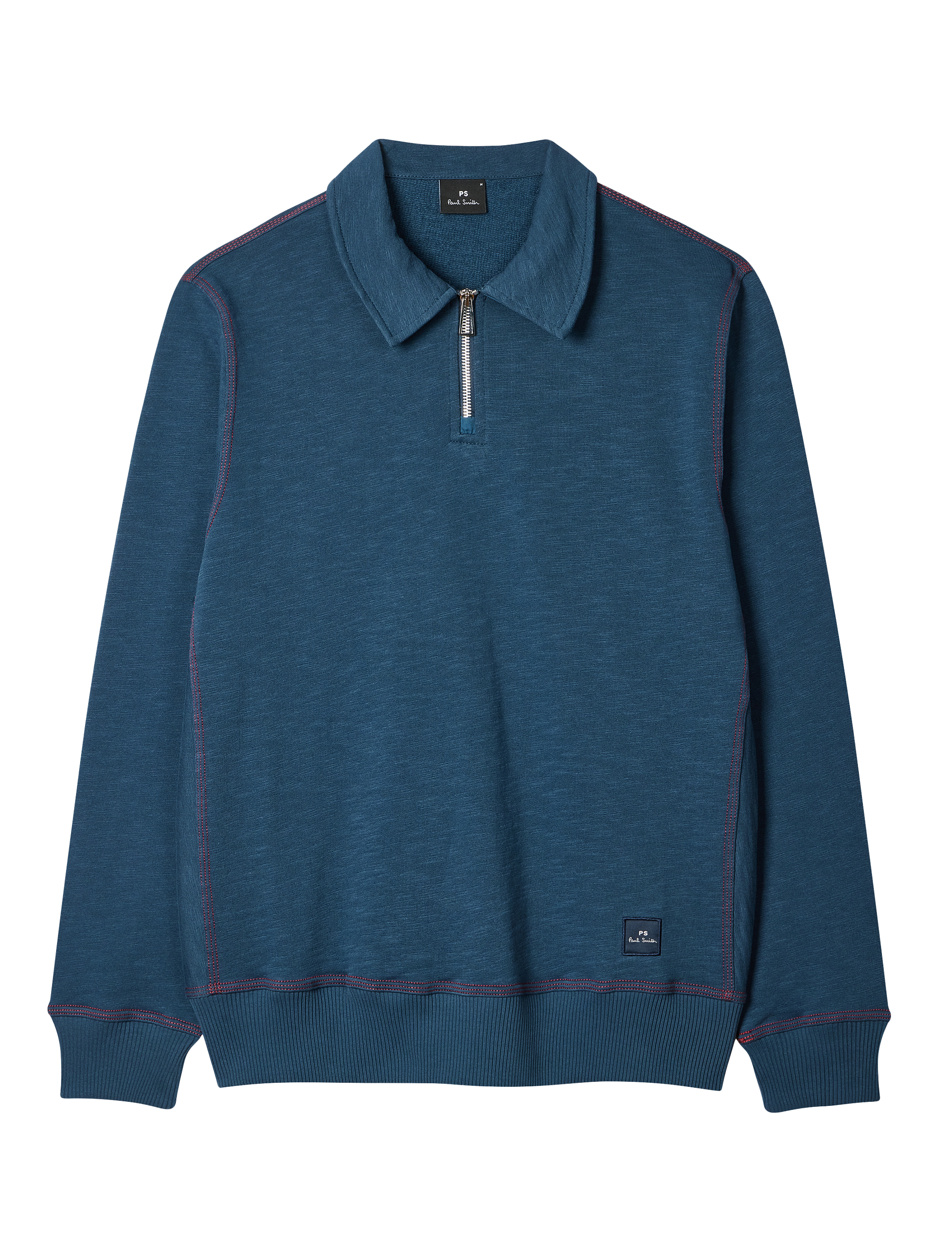 Product image 1 of 2, which shows Paul Smith Half Zip Cotton Blend Polo Shirt, Blue, S