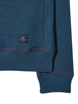 Paul Smith Half Zip Cotton Blend Polo Shirt, Blue - view 2, Blue