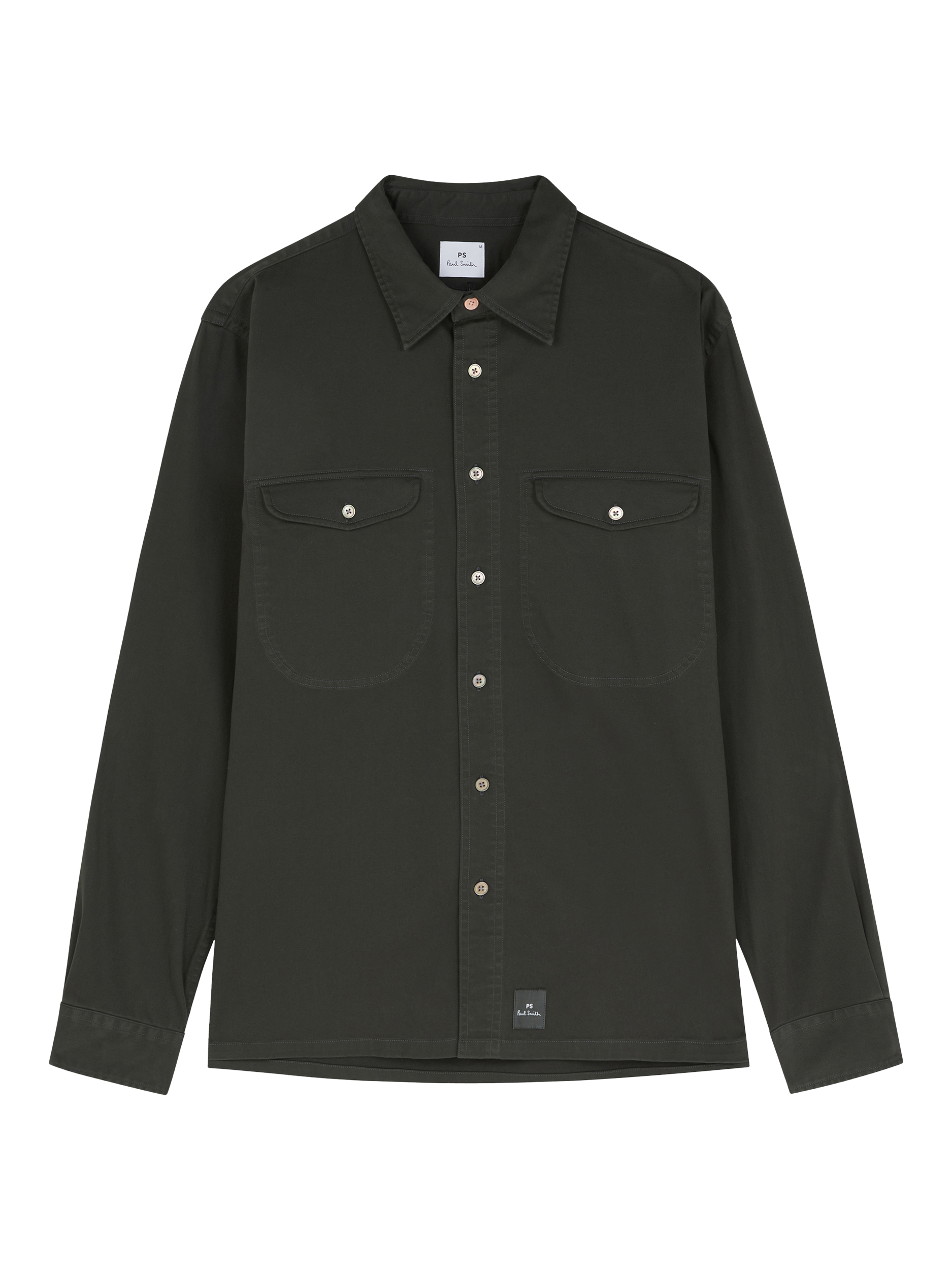 Product image 1 of 4, which shows Paul Smith Long Sleeve Cotton Blend Shirt, Green, S