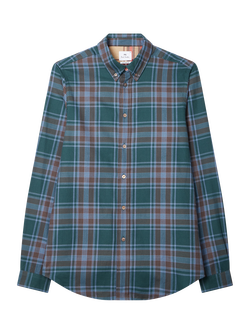 Paul Smith Tailored Fit Check Cotton Shirt, Green, Green