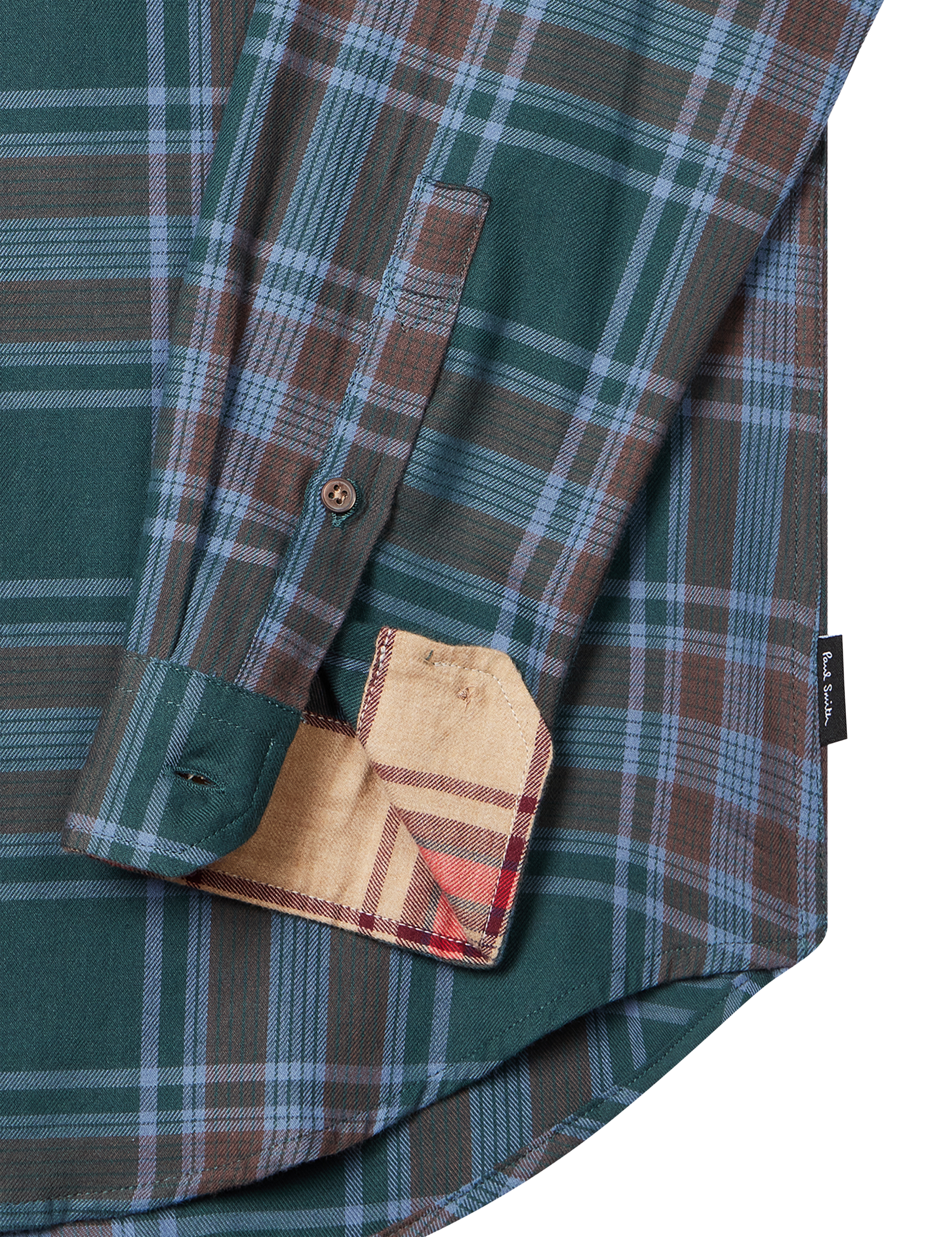 Product image 2 of 2, which shows Paul Smith Tailored Fit Check Cotton Shirt, Green, M