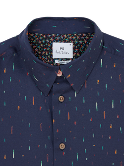 Paul Smith Patterned Cotton Blend Shirt - view 2, Blue