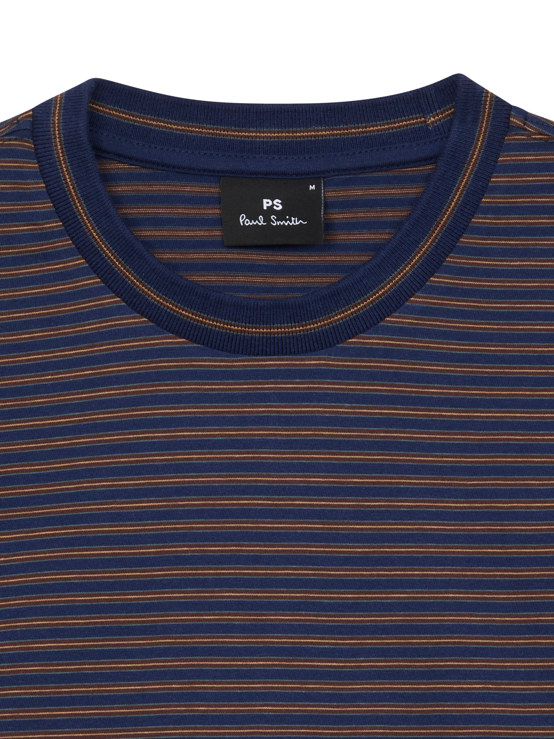 Product image 3 of 3, which shows Paul Smith Crew Neck Stripe Cotton T-Shirt, Blue, L