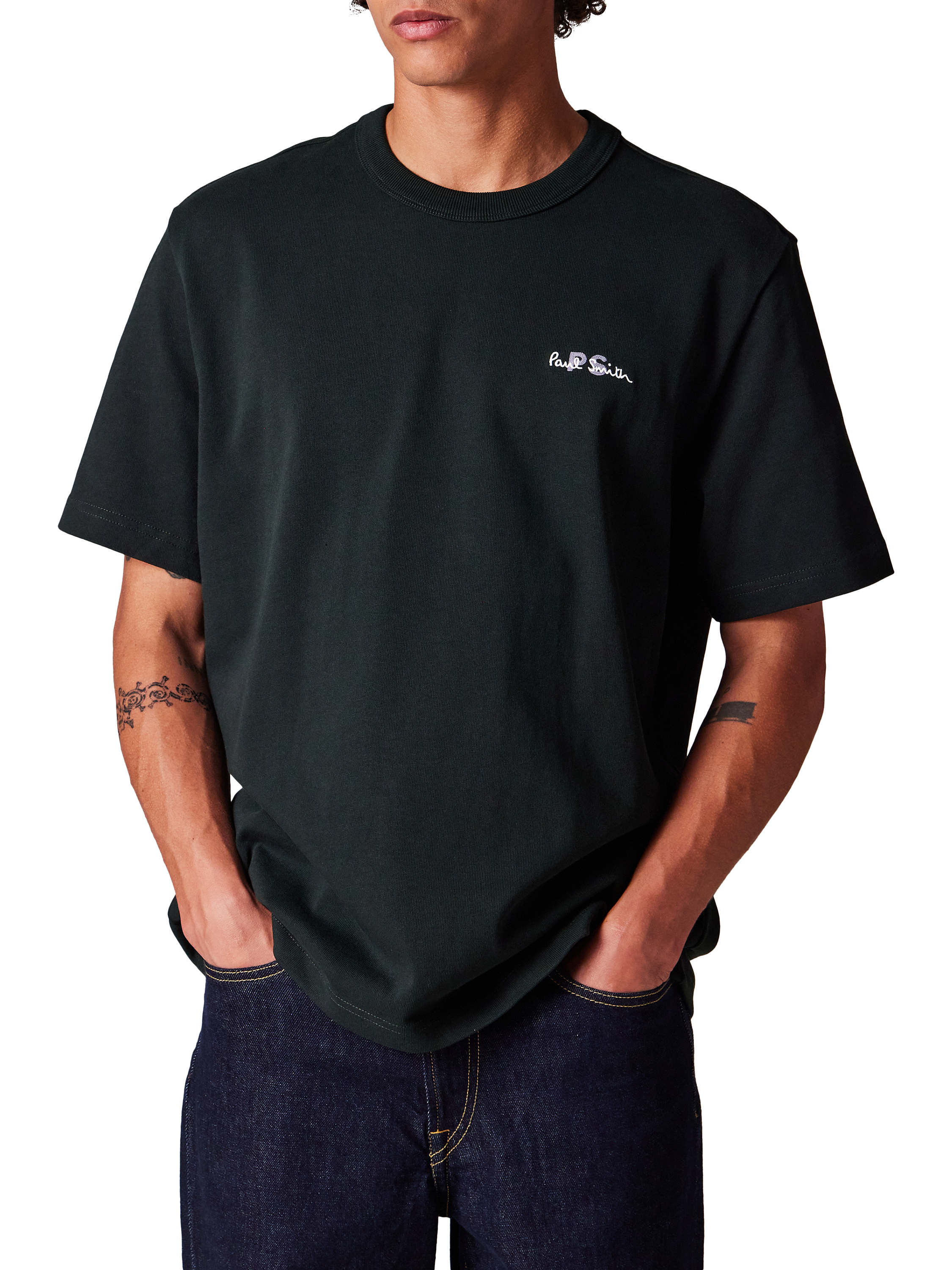 Product image 1 of 3, which shows Paul Smith Logo T-Shirt, Dark Green, S