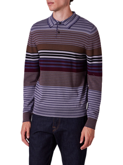 Paul Smith Stripe Merino Wool Polo Shirt, Purple