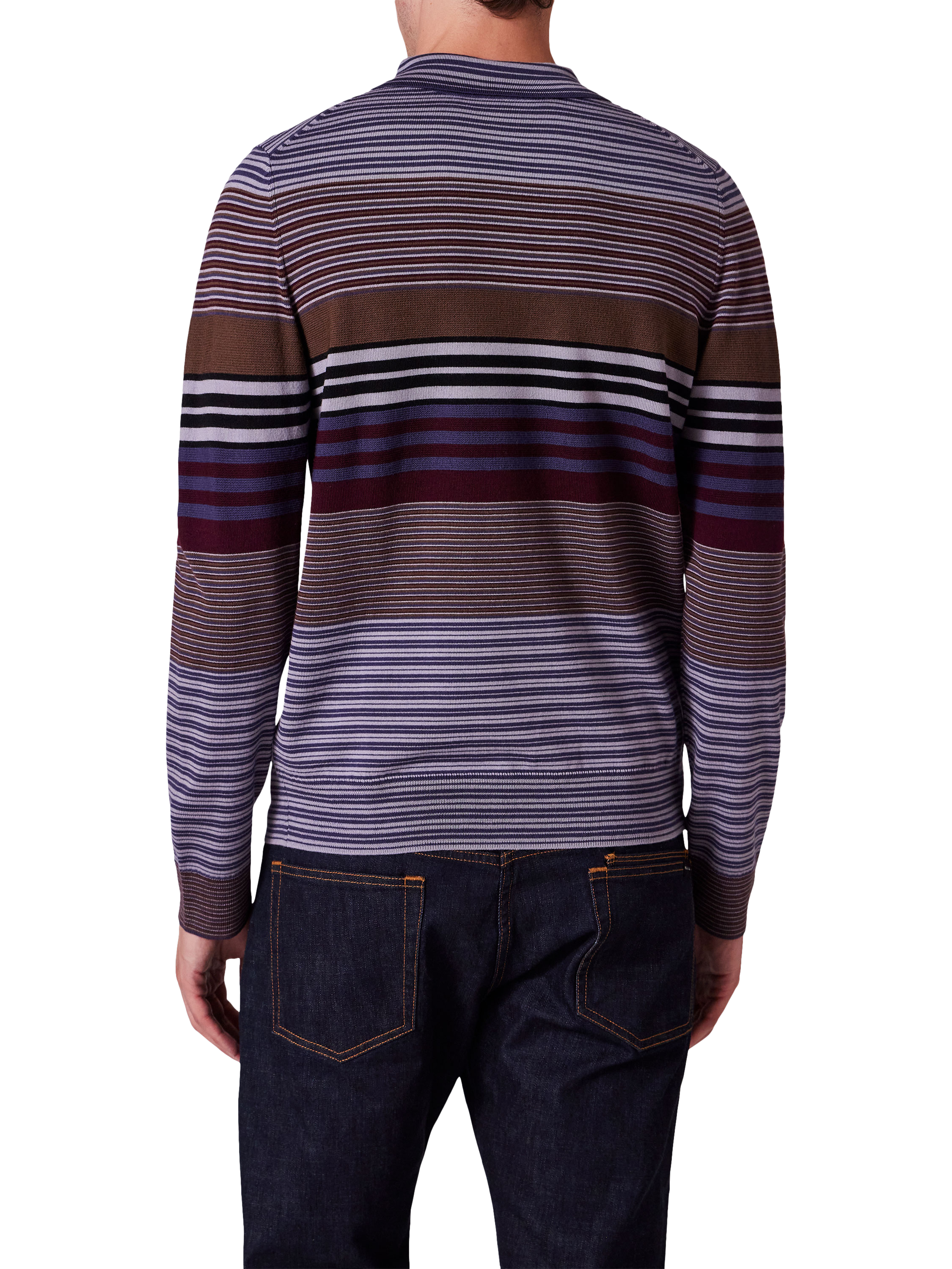 Product image 2 of 7, which shows Paul Smith Stripe Merino Wool Polo Shirt, Purple, M