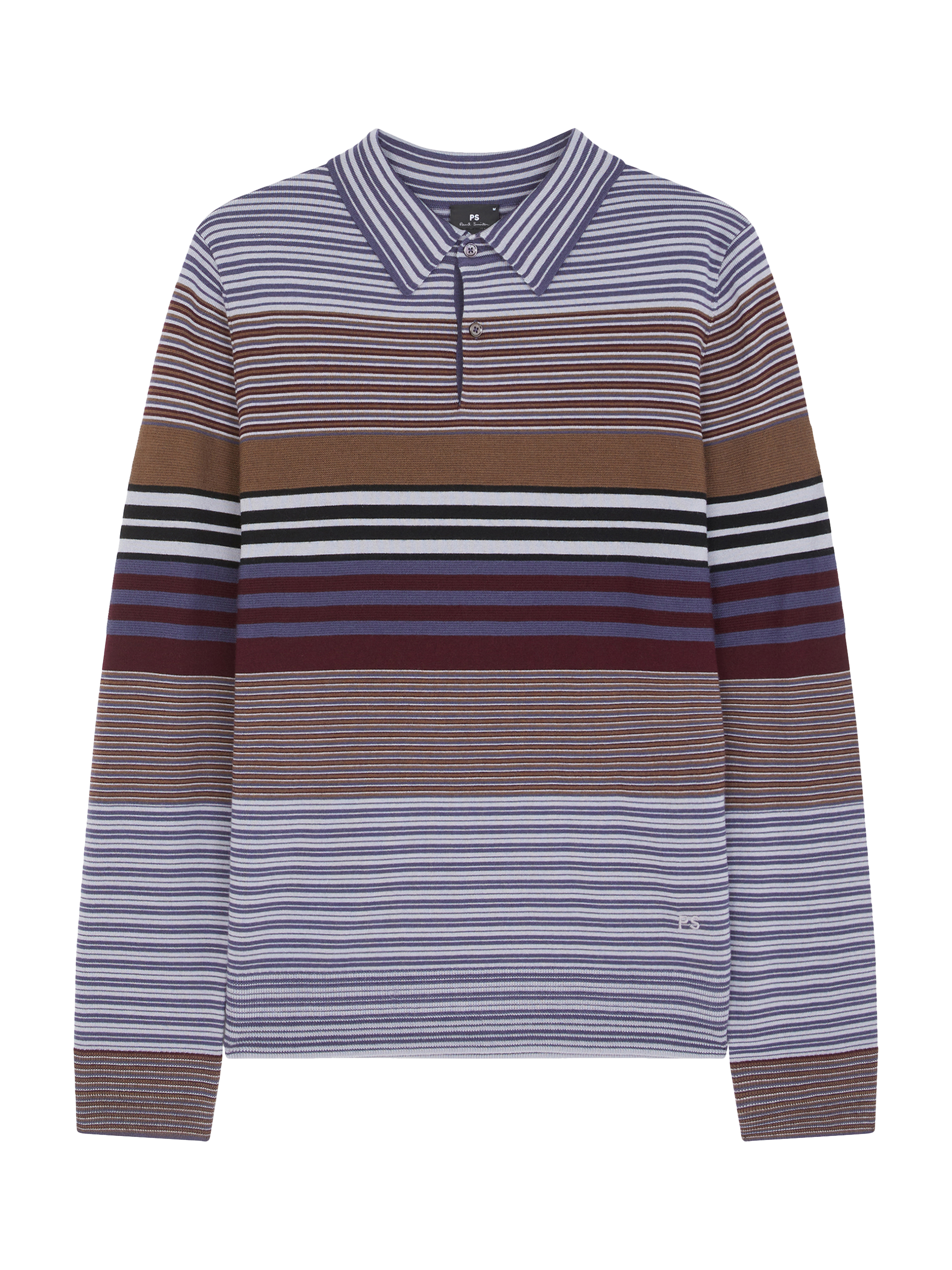 Product image 4 of 7, which shows Paul Smith Stripe Merino Wool Polo Shirt, Purple, M