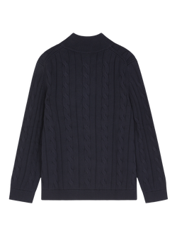 Paul Smith Cable Knit Half Zip Cotton Jumper - view 2, Blue