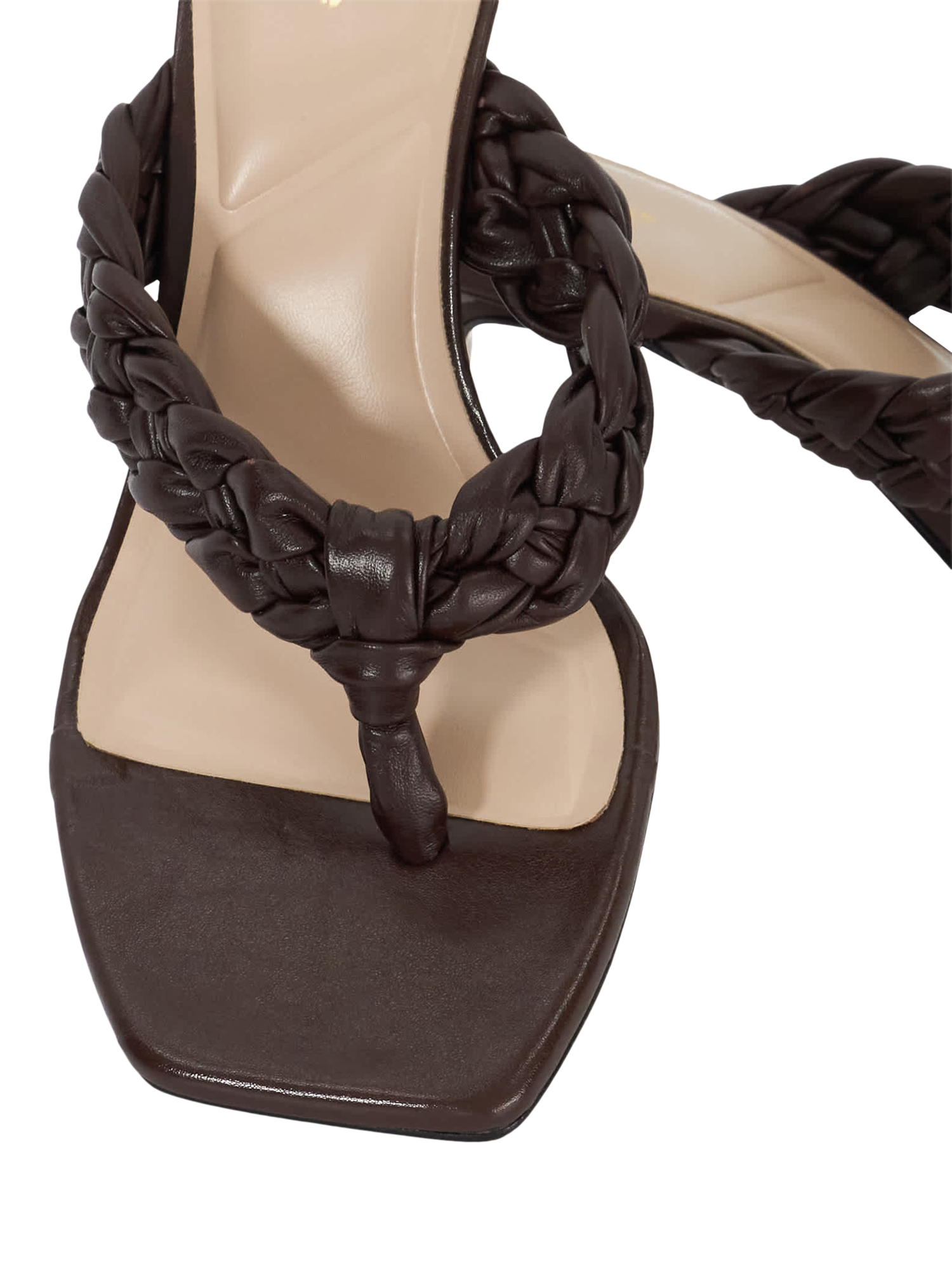 Product image 6 of 6, which shows Dune London Plaited Kitten Heel Leather Court Shoes, Brown, 3