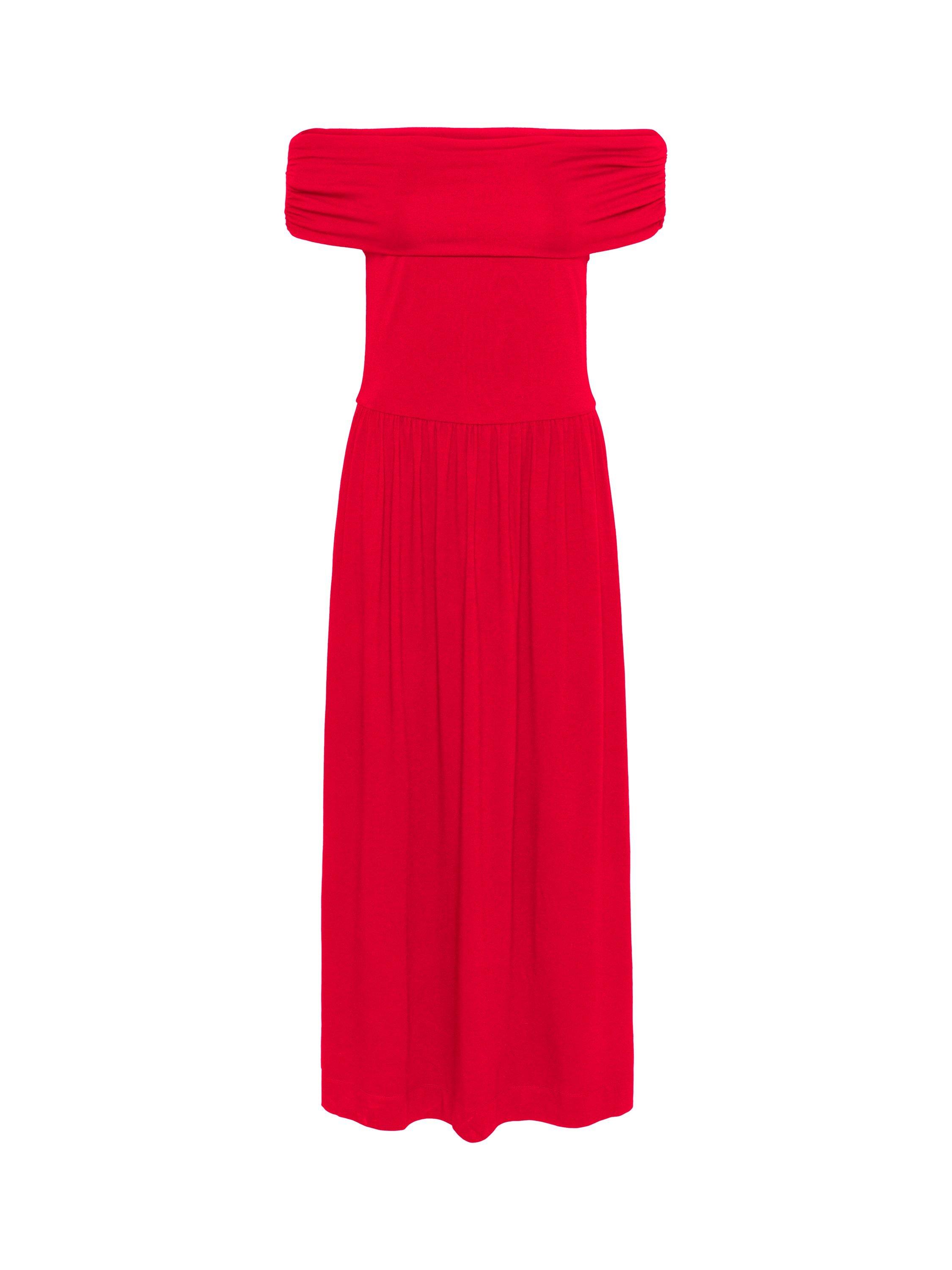 Product image 4 of 5, which shows Soaked In Luxury Hanadi Off Shoulder Maxi Dress, Salsa, XS