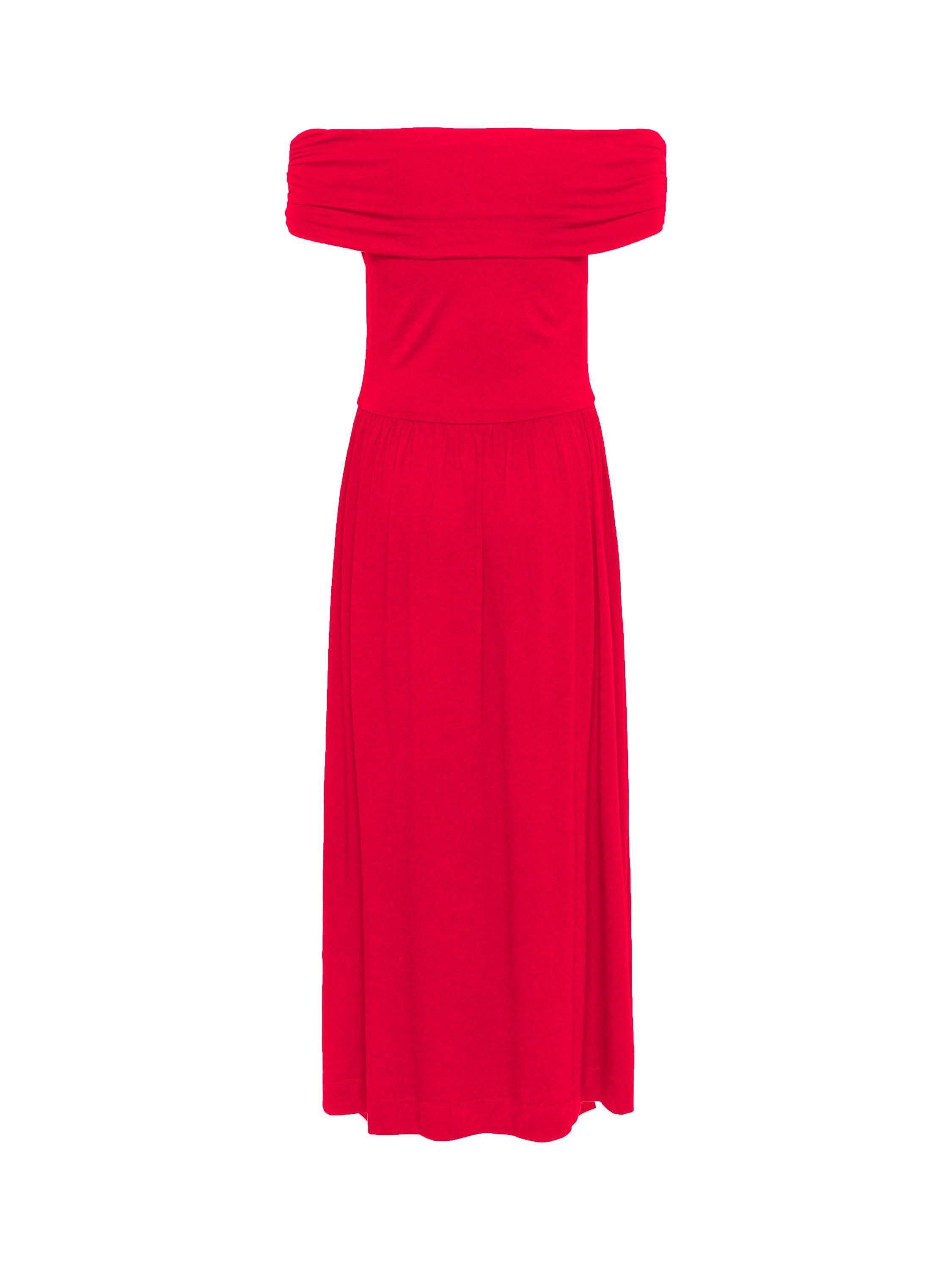 Product image 5 of 5, which shows Soaked In Luxury Hanadi Off Shoulder Maxi Dress, Salsa, XS