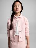Mango Kids' Sabina Cotton Denim Jacket, Pink