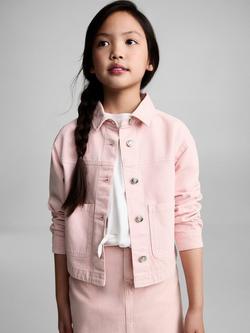 Mango Kids' Sabina Cotton Denim Jacket, Pink, Pink