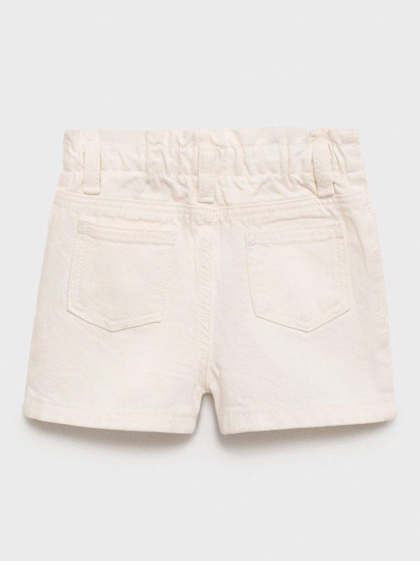 Product image 4 of 6, which shows Mango Kids' Denim Paperbag Shorts, Light Beige, 12-18 months