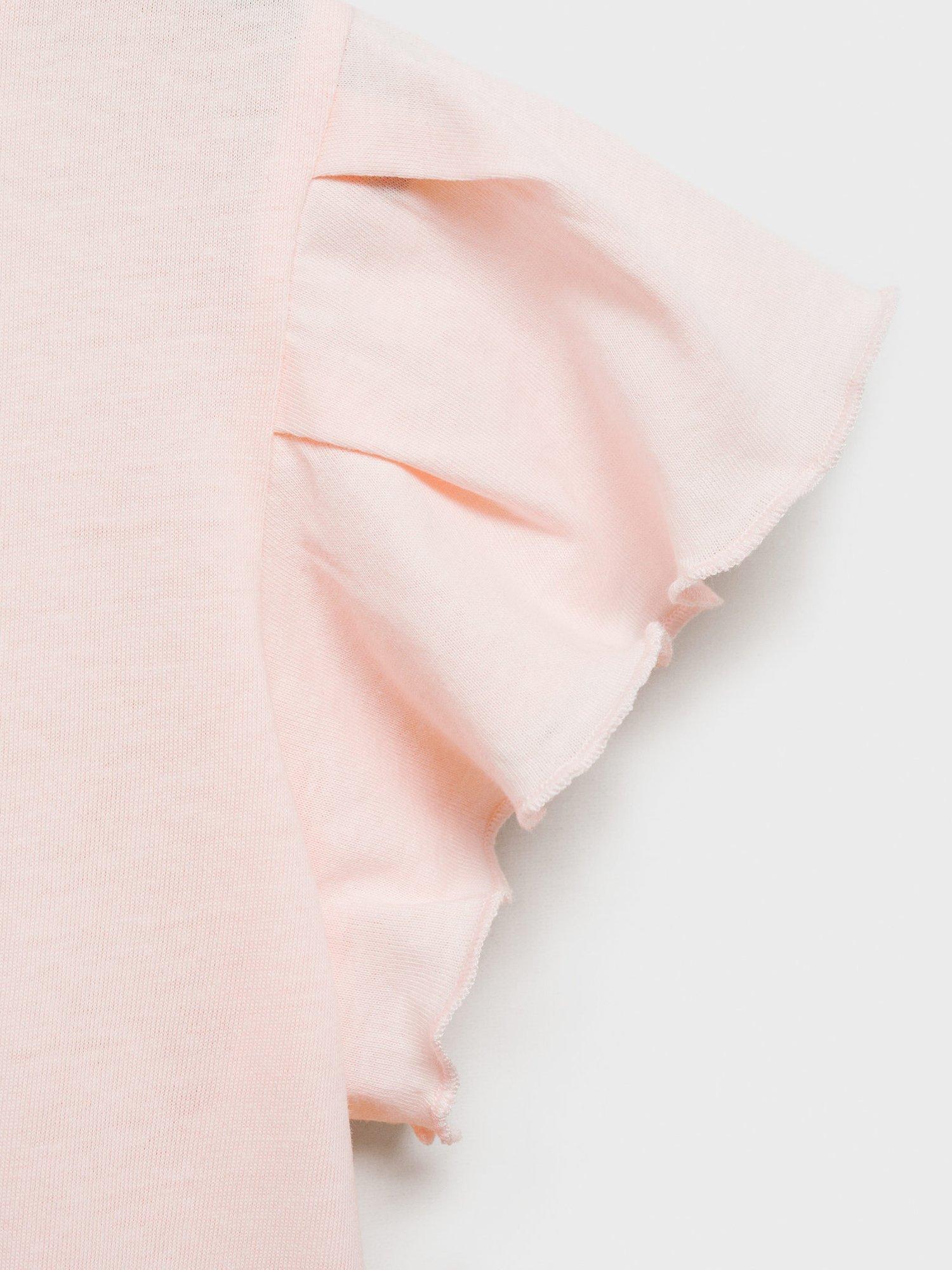 Product image 7 of 7, which shows Mango Kids' Soft Frill T-Shirt, Pink, 11-12 years