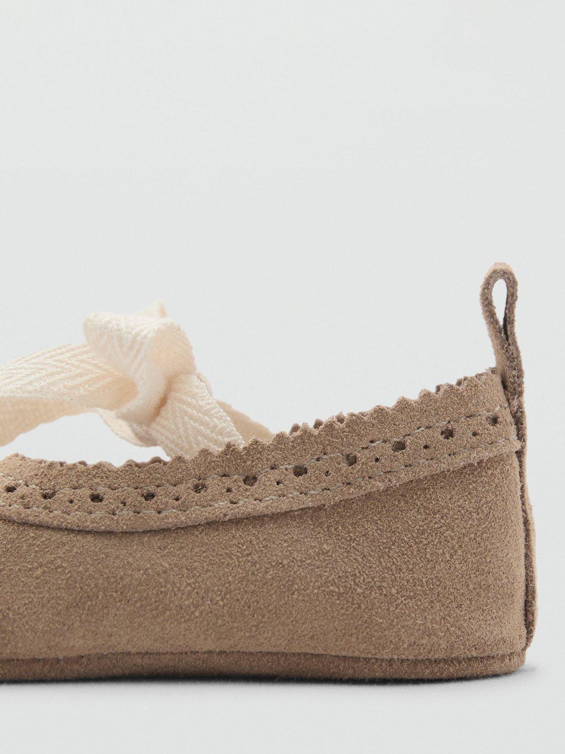 Product image 3 of 4, which shows Mango Kids' Leather Bow Round Toe Shoes, Pastel Brown, 1 Jnr