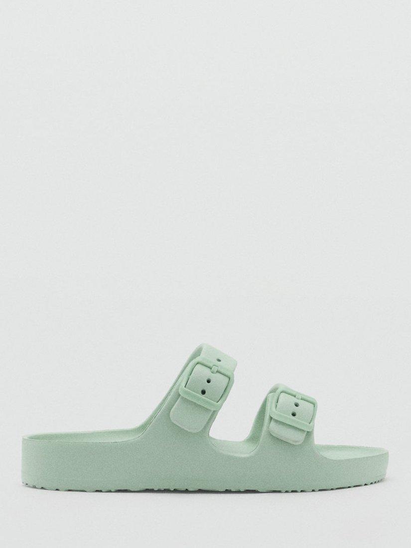 Product image 1 of 3, which shows Mango Kids' Buckle Strap Sandals, Pale Green, 11.5 Jnr