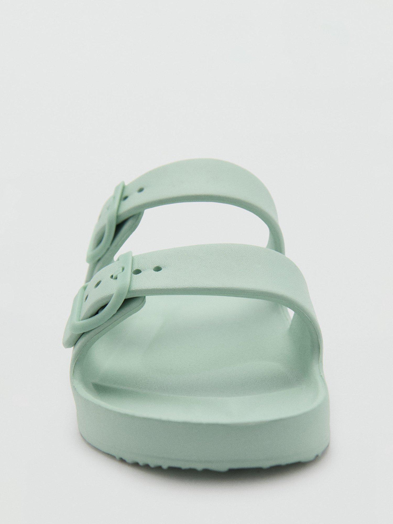 Product image 3 of 3, which shows Mango Kids' Buckle Strap Sandals, Pale Green, 11.5 Jnr