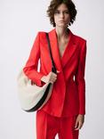 Mango Limona Pure Linen Blazer, Red