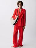 Mango Limona Pure Linen Blazer, Red