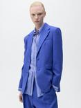 Mango Palma Single Breasted Blazer, Medium Blue
