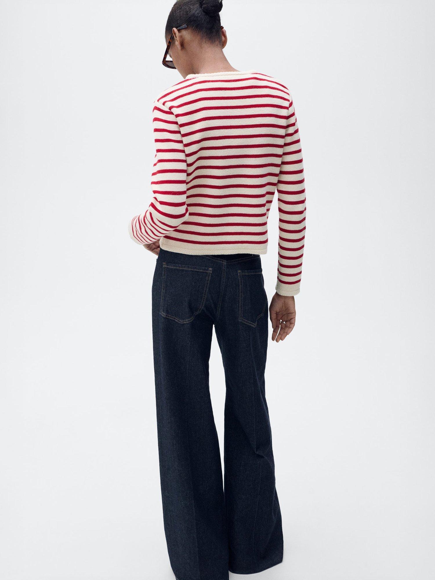 Product image 4 of 9, which shows Mango Eliot Stripe Knit Cardigan, Red, 5XL