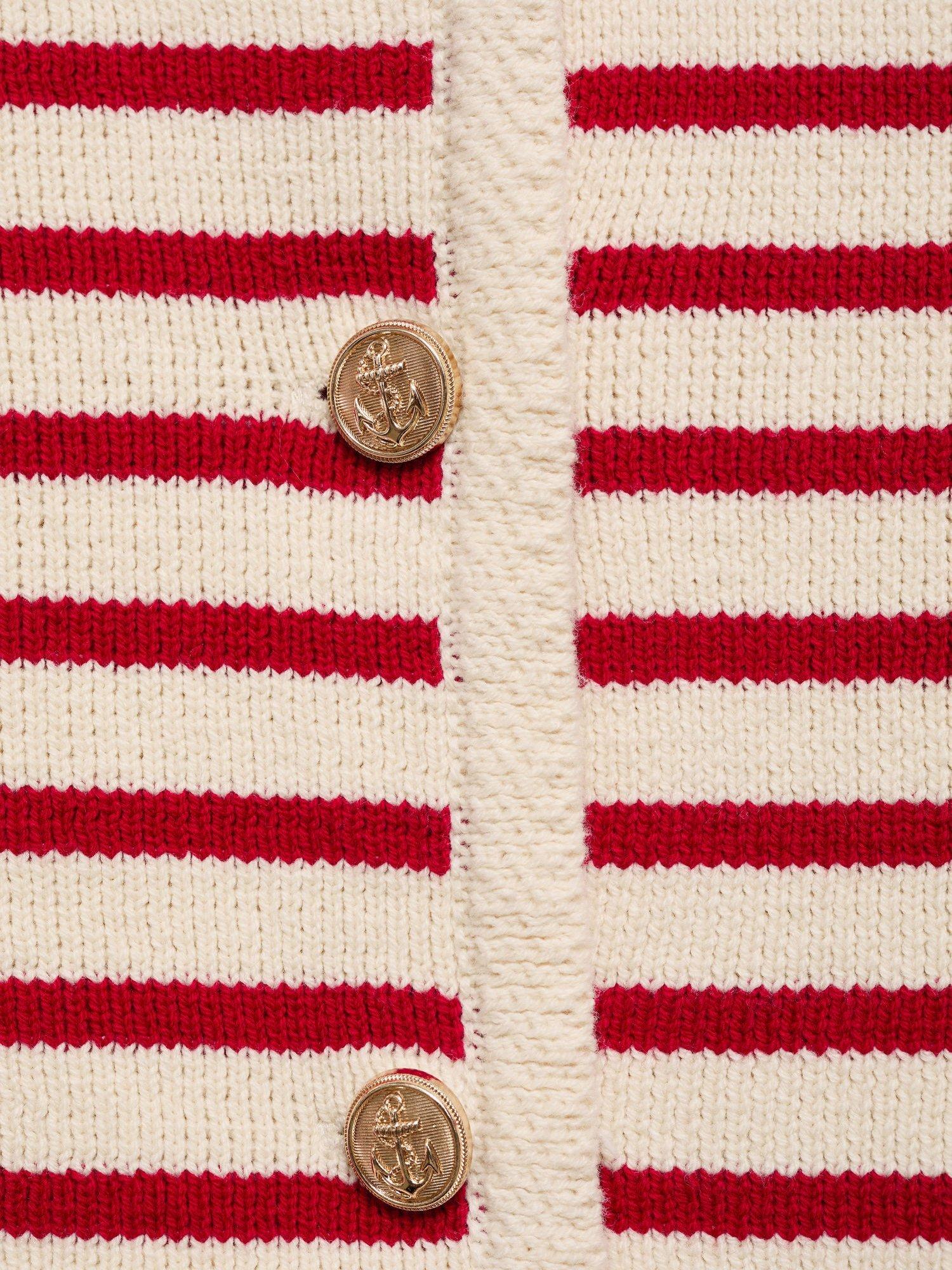Product image 5 of 9, which shows Mango Eliot Stripe Knit Cardigan, Red, 5XL