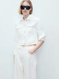 Mango Vicky Cropped Denim Jacket, White