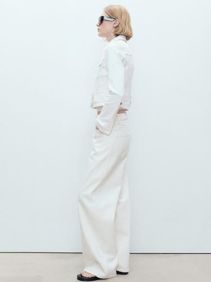 Mango Vicky Cropped Denim Jacket, White - view 2, White