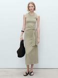 Mango Ferti Knot Detail Midi Dress, Khaki