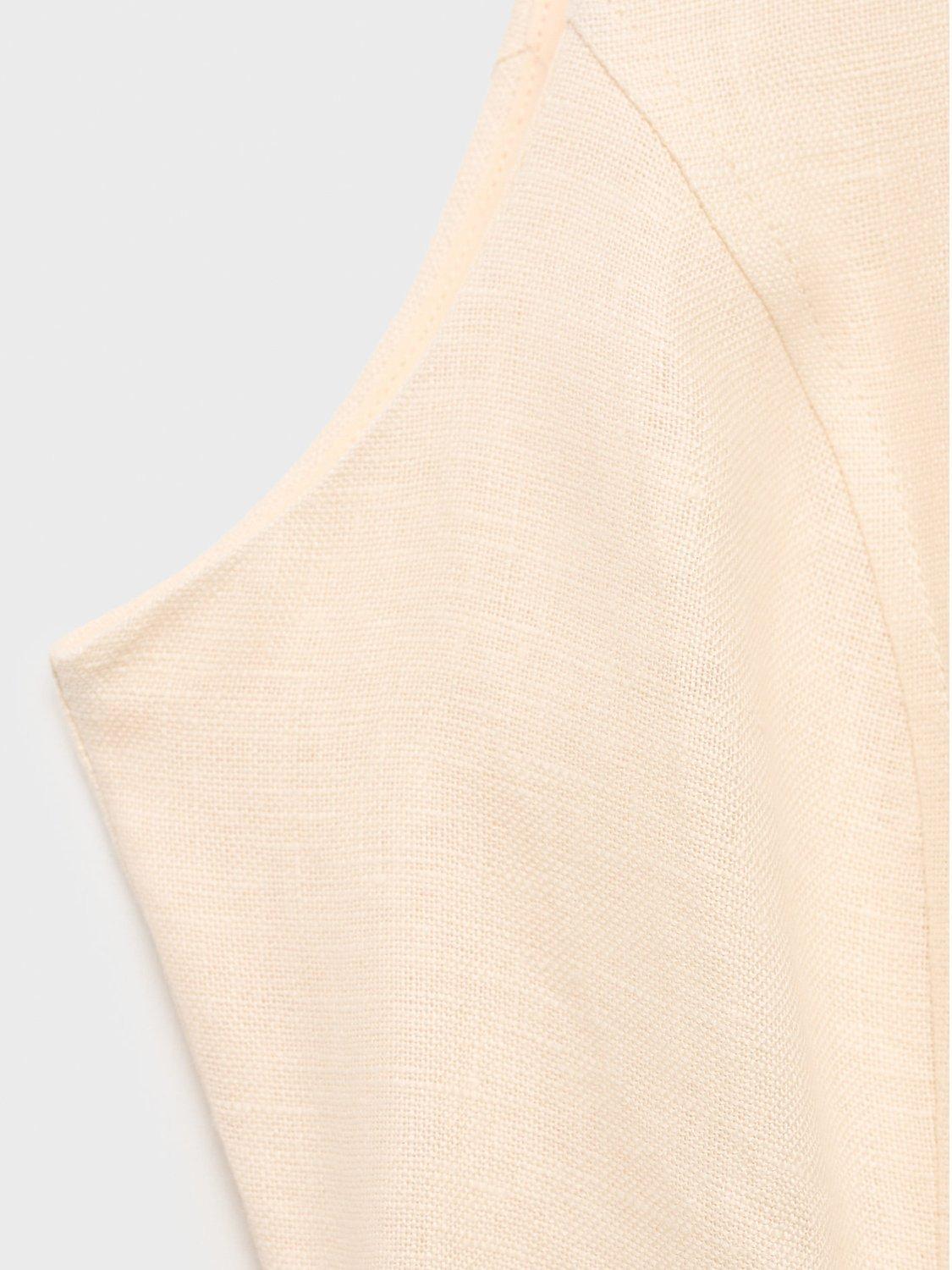 Product image 5 of 9, which shows Mango Laura Belted Pure Linen Dress, Light Beige, 6