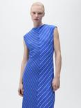 Mango Noely Stripe Sleeveless Dress, Medium Blue
