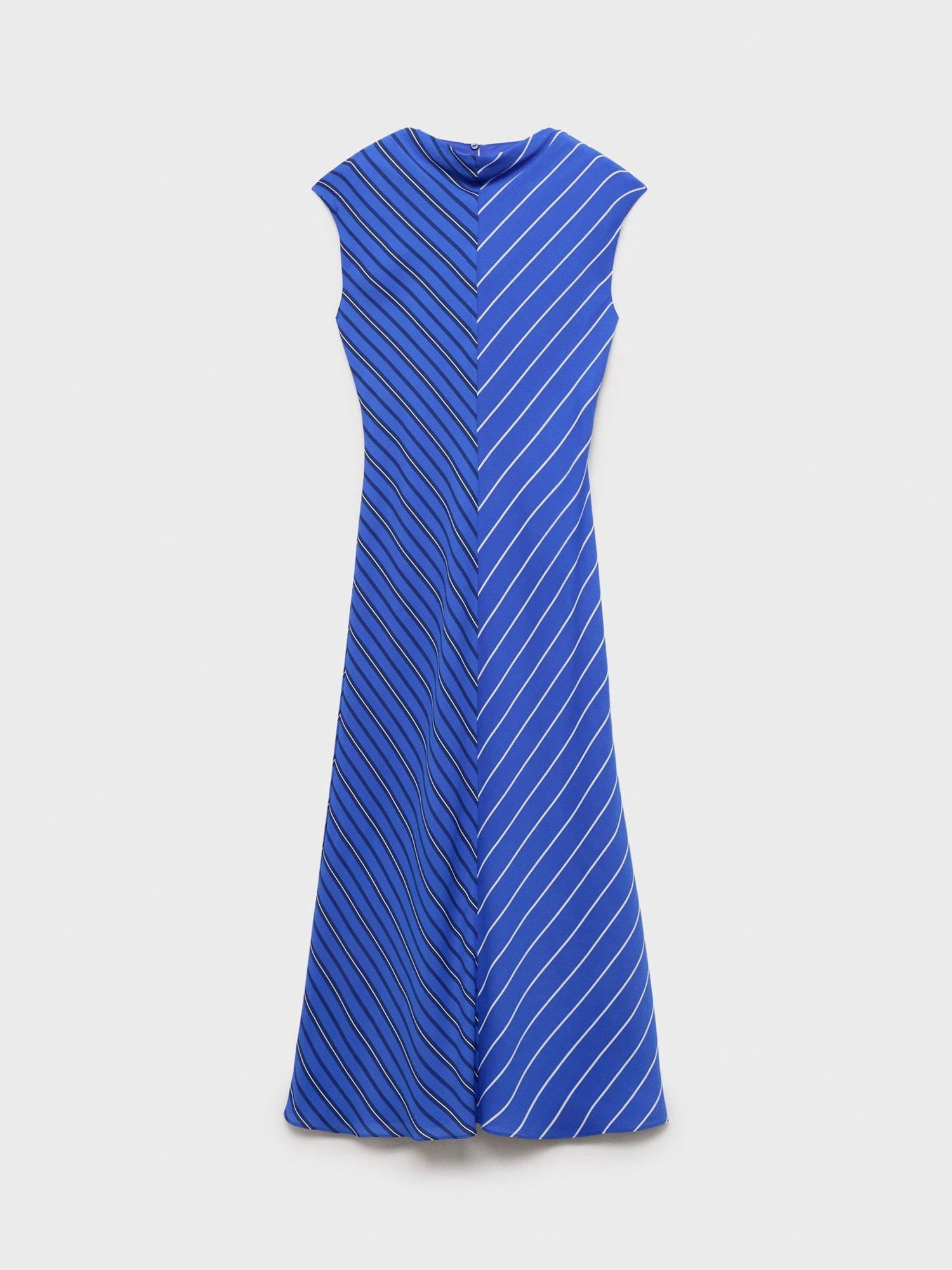 Product image 3 of 8, which shows Mango Noely Stripe Sleeveless Dress, Medium Blue, 10