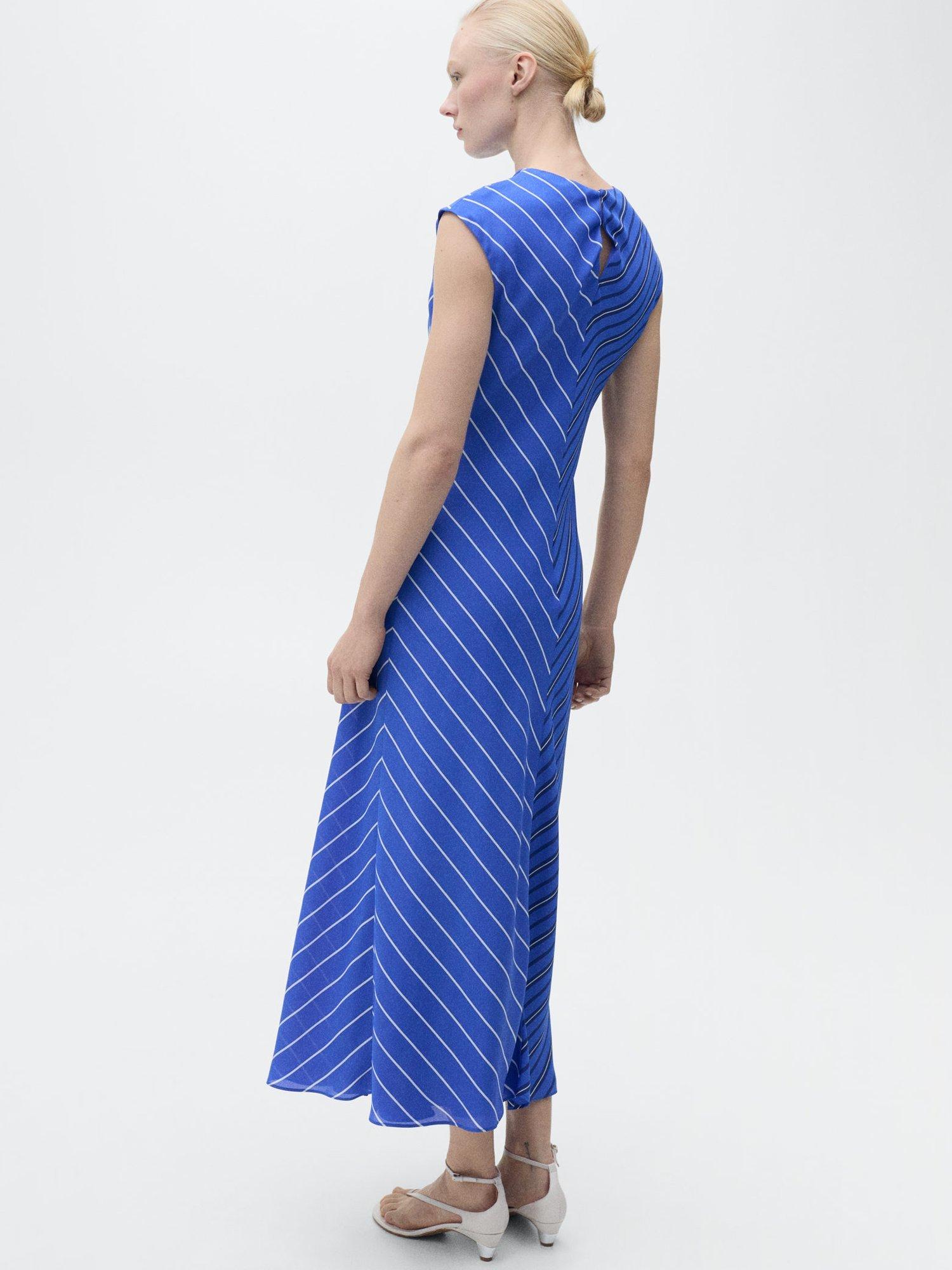 Product image 4 of 8, which shows Mango Noely Stripe Sleeveless Dress, Medium Blue, 10