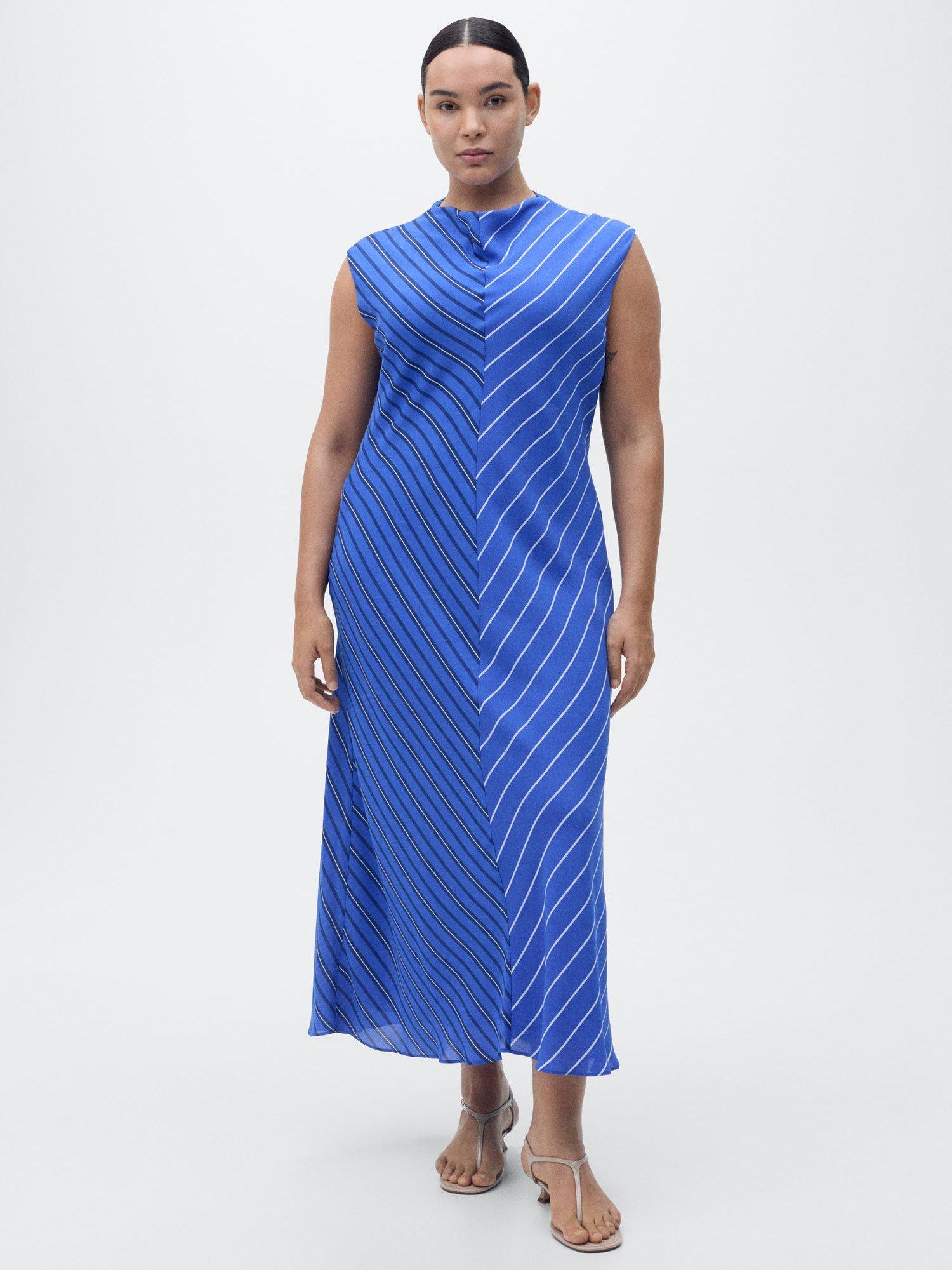 Product image 7 of 8, which shows Mango Noely Stripe Sleeveless Dress, Medium Blue, 10