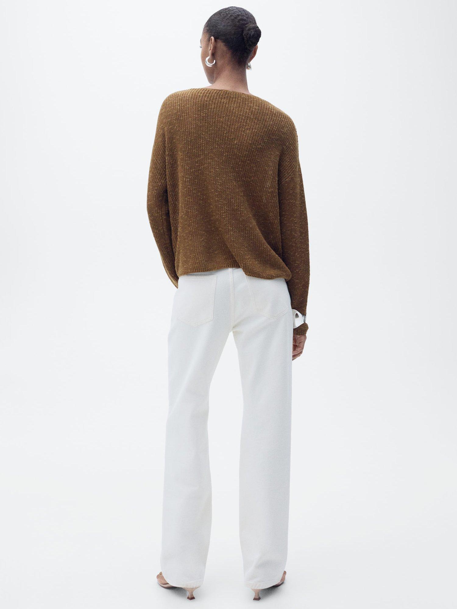 Product image 4 of 8, which shows Mango Jazmin V-Neck Jumper, Medium Brown, XS