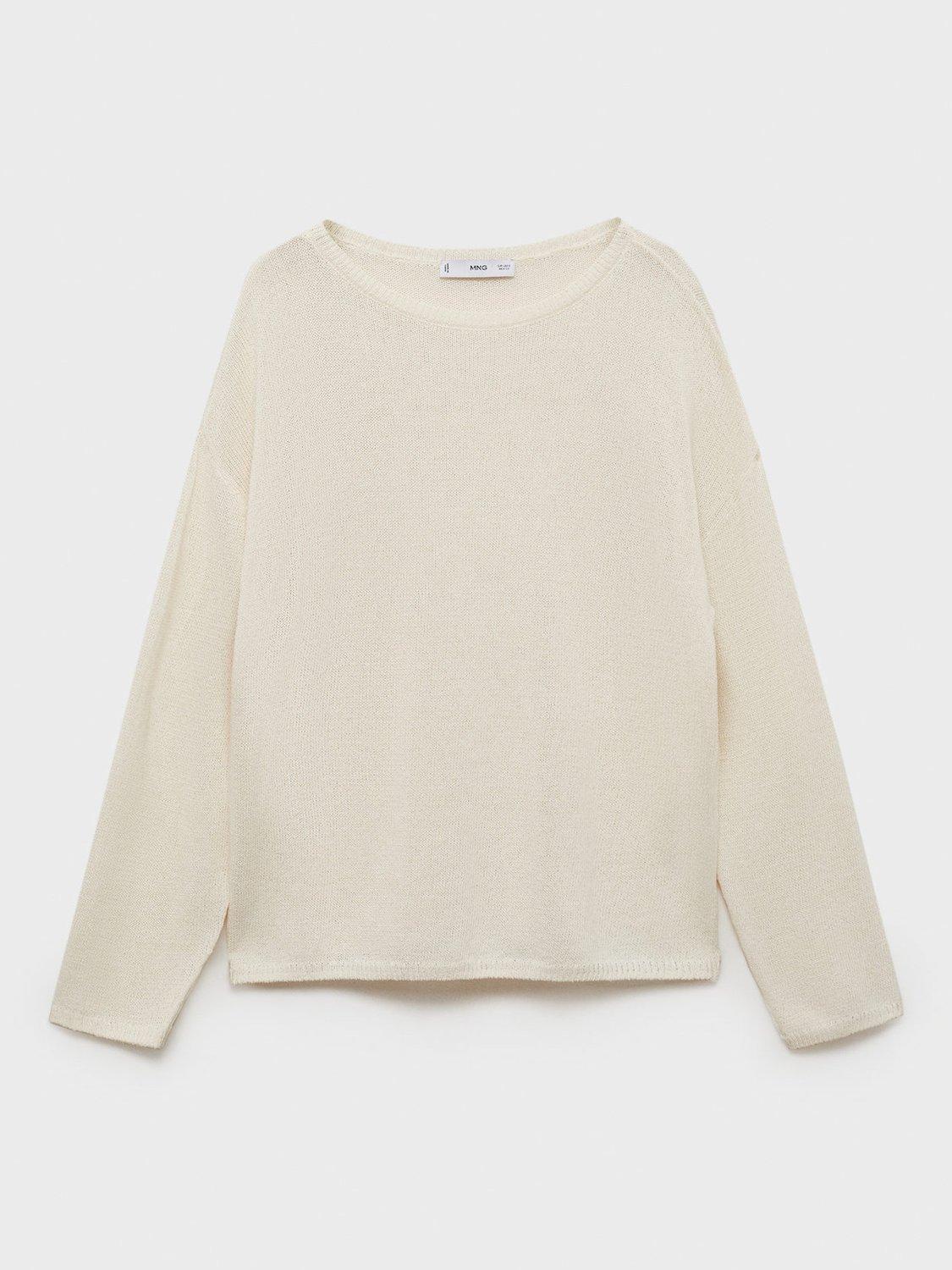 Product image 3 of 7, which shows Mango Solete Boat Neck Jumper, Light Beige, L