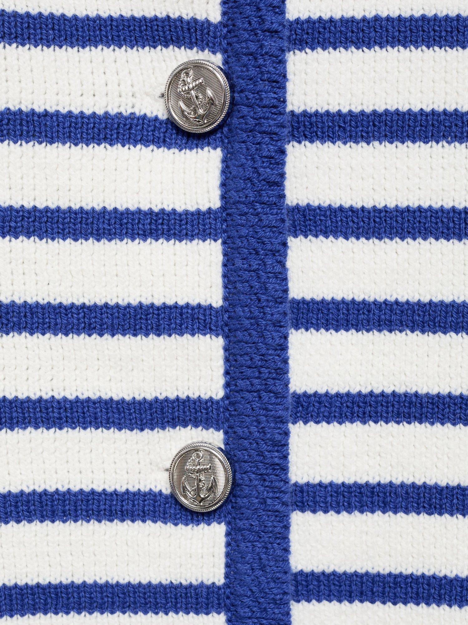 Product image 5 of 7, which shows Mango Eliot Stripe Knit Cardigan, Medium Blue, L