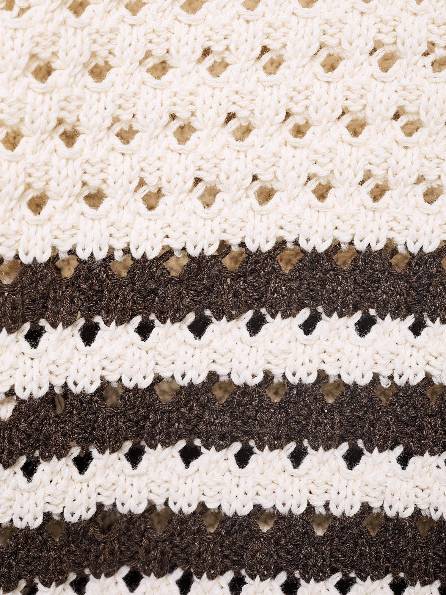 Product image 5 of 8, which shows Mango Oliva Stripe Open Knit Cardigan, Brown/Multi, XS