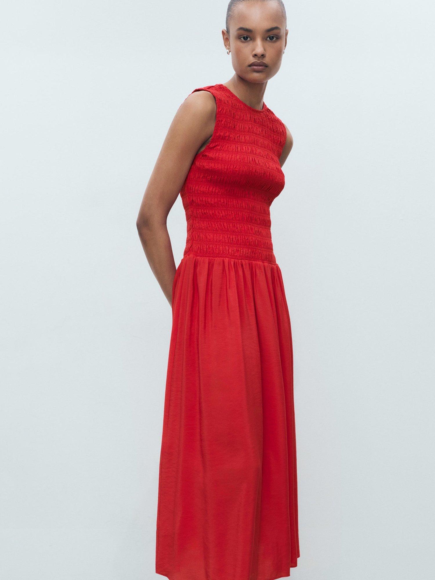 Mango Maya Sleeveless Midi Dress, Red