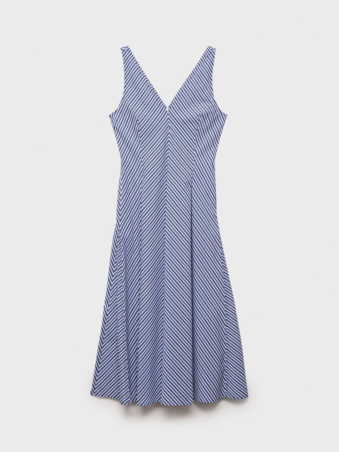 Product image 3 of 7, which shows Mango Prima Stripe Midi Dress, Medium Blue, 10